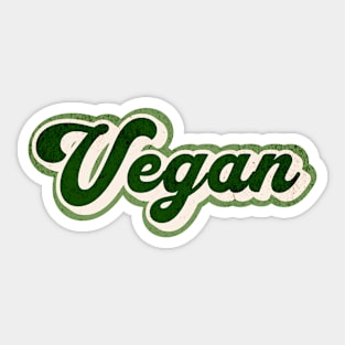 Green Retro Vegan Graphic Logo Sticker